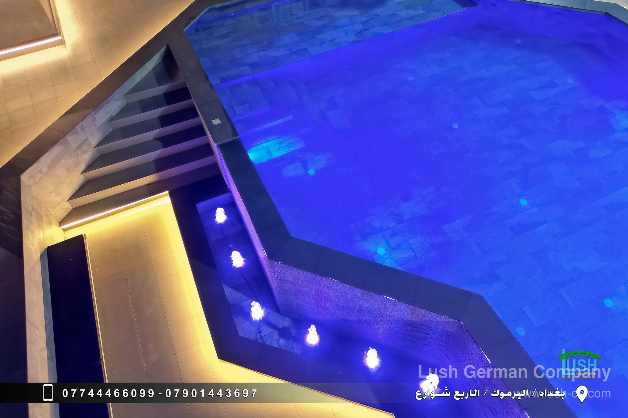 تصميم وتنفيذ مسبح منتجع سياحي فاخر بتصميم هندسي — 2